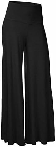 FXL Women's Fold-over Waist Comfy Chic Solid PALAZZO PANTS Black 3XL