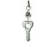 SILVER METAL KEY CELL PHONE CHARM - RETAIL PACKAGING