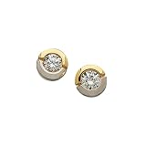 14K Two Tone Gold Cubic Zirconia Stud Earrings