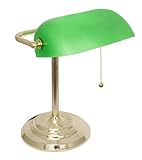 Banker's Lamp with Green Glass Shade (Brass Finish)