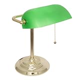 Banker's Lamp with Green Glass Shade (Brass  Finish)