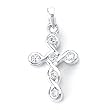Sterling Silver Cubic Zirconia Rhodium Plated Cross Pendant.