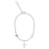 Inox Women's Stainless Steel Fleur De Lis Charm Anklet Bracelet with Extension