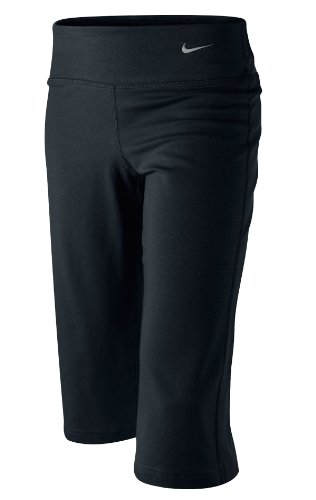 Nike M&auml;dchen Tenniscapri Regular DF, black/black/matte silver, XS, KN463010XS
