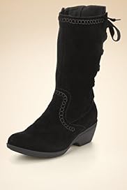 Footglove Fashion Wide Fit Leather Lace Back Wedge Boots