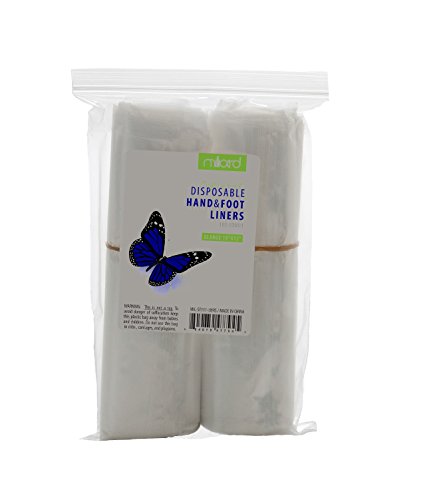 Milliard Extra Large Plastic Disposable Liners - Great for Using on Hands or Feet During Moisturizing or Paraffin Treatments for Easy Clean up and Locking in Moisture - 100 Count