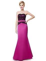 Strapless Floor Length Satin Lace Natural   Waistline Mermaid Bridesmaid Dress 