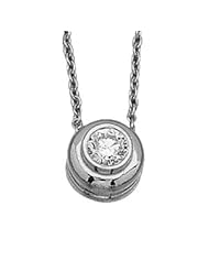 Ann Harrington Jewelry Platinum 1/4 Ct Diamond Solitaire Bezel Necklace On 18" Slide Chain