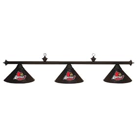 Louisville Cardinals 3pc BLACK METAL SHADE POOL TABLE LIGHT LAMP
