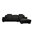 Bruno 2pcs Black leather/leather match sofa/chaise By Wholesale Interiors with Silver Shipping