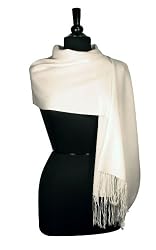 100% Pashmina Solid Cream Shawl Wrap Woman's Scarf NEW