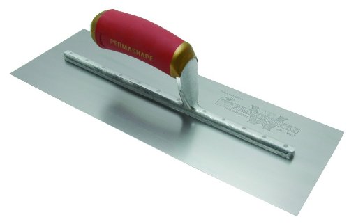 MARSHALLTOWN The Premier Line 13247 16-Inch by 4-Inch PermaShape Carbon Steel Finishing Trowel with Curved DuraSoft Handle
