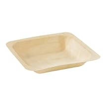 Packnwood "Scandinavia" Square Wooden Plate, 5.5" Length x 5.5" Width x 0.98" Height (20 Packs of 25)