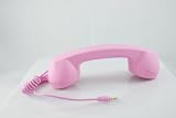 Original Retro Handset for All Mobile Phones & Computers - Works with Apple iPhone, HTC, Samsung and other Smart Phones - With Volume Control - Soft Touch Pink