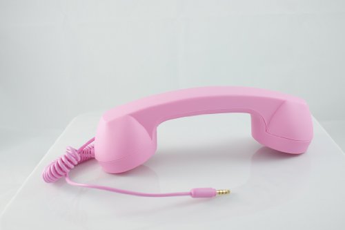 Original Retro Handset for All Mobile Phones & Computers - Works with Apple iPhone, HTC, Samsung and other Smart Phones - With Volume Control - Soft Touch Pink