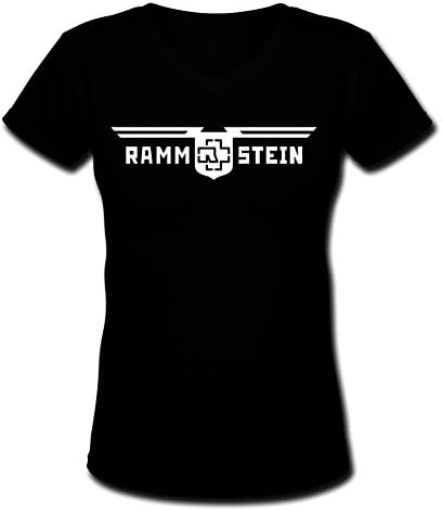 JYTees Rammstein Black Womens V-Neck T-Shirt Cotton Short Sleeve A0474