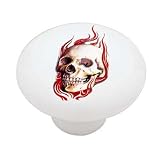 Flame Skull Decorative High Gloss Ceramic Drawer Knob