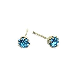March Birthstone Stud Fashion Earrings, Aquamarine Crystal