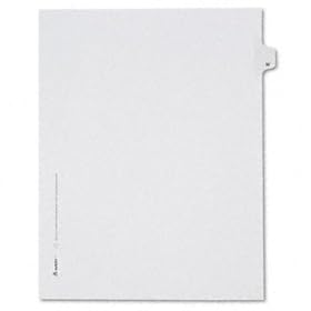 Allstate-Style Legal Side Tab Divider, Title: W, Letter, White, 25/Pack
