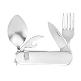 Silver Hobo Tool Camping Utensil Knife Fork Spoon Can Opener