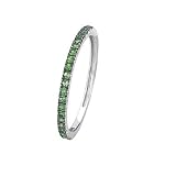 14k White Gold Sleek Single Row Green Garnet Stackable Ring