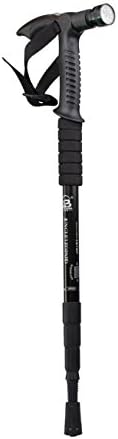 1 Pole of Outdoor Walking Stick Canes Aluminum Alloy Telescopic Trekking Poles Anti Shock Hiking Poles With 9 Led Light Torch Flashlight - Black