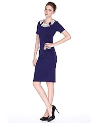 Cotton/Polyester Short Sleeves Colorblocking Striped Print Evening Dress/Prom Dress/Party Dress/Wedding Dress/Midi Dress 