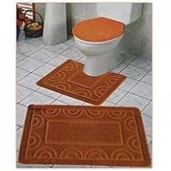 3-teiliges Badematten-Set mit Muster, Badematte, Toiletten-Vorleger & Toilettendeckelbezug (in 18 Farben erh�ltlich) (Siehe Beschreibung) (rosa)
