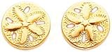 14K Yellow Gold Sand Dollar Stud Earrings Jewelry