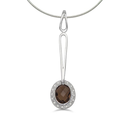 Miore Damen-Halskette 925 Sterling Silber mit Rauchquarz Anh&auml;nger umrahmt von Zirkonia MHS Preisvergleich