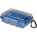 Pelican 1020-026-100 Micro Case with Clear Lid and Carabineer (Blue)