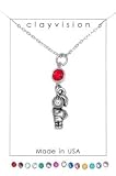 Clayvision Basketball Girl Charm Necklace with Birthstone/Team Color Swarovski Crystal