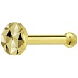 Solid 14KT Yellow Gold Textured Flat Disc Nose Bone