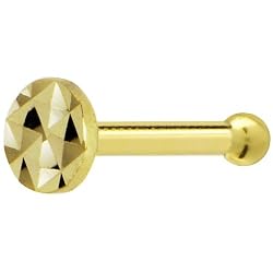 Solid 14KT Yellow Gold Textured Flat Disc Nose Bone