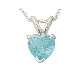 All-Natural Genuine 6 mm, Heart Shape Aquamarine pendant set in 14k White Gold by