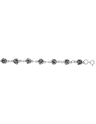 Sterling Silver Flower Charm Bracelet, 1/4 inch wide