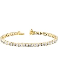 14KT Yellow Gold Sophisticated Diamond Tennis Bracelet featuring 52 Prong Set Round Brilliant Cut Diamonds in Basket Style Settings. 6 1/4 CTW