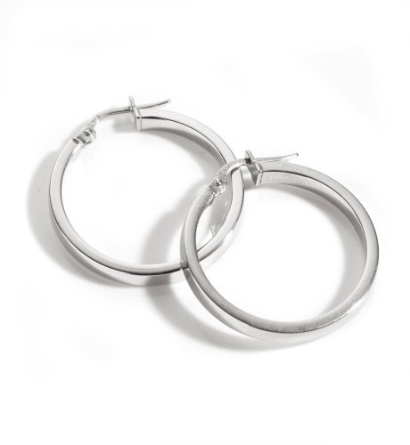 9ct White Gold 20mm Creole Earrings