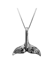 Sterling Silver Whale Tail Necklace Pendant with Box Chain