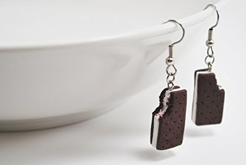 Vanilla Ice Cream Sandwich Earrings - Food Jewelry, Kawaii Jewelry, Polymer Clay Jewelry