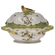 9.5 Tureen with Bird (2 quarts) - Herend Rothschild Bird Green