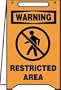 Free Standing Fold Ups Sign, Orange WARNING RESTRICTED AREA w/ Graphic