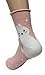 JJMax Women's Sweet Kitties Bunnies Roll Cuff High Ankle Socks Set (4 Pair), Rolled Cuffs, One Size