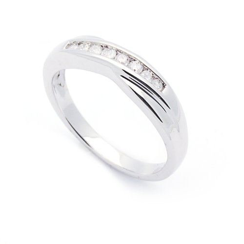 14K White Gold 0.15ct Diamond Round Channel Set Designed Wedding Band (0.15ct, SI, G-H)