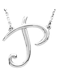 Silver Fashion Script Initial Necklace Sterling Silver P 16"