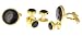 Gold plated round cufflinks and shirt set set with black accent