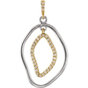 Genuine IceCarats Designer Jewelry Gift Sterling Silver & 14K Yellow Gold 1 1/6 Ct Tw Pendant Enhancer. 9/10 Ct Tw Diamond Pendant Enhancer 1 1/6 Ct Tw Pendant Enhancer In Sterling Silver & 14K Yellow Gold