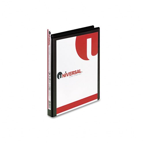 Universal : Round Ring Economy Vinyl View Binder, 1/2in Capacity, Black -:- Sold as 2 Packs of - 1 - / - Total of 2 Each