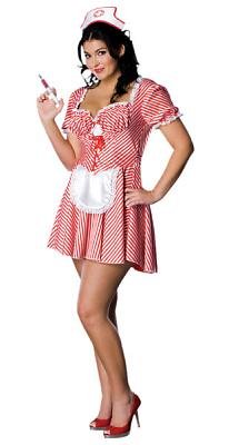 Candy Striper Sexy Womens Costume Adult Halloween Outfit ? Plus Size: Dress Size 14-16