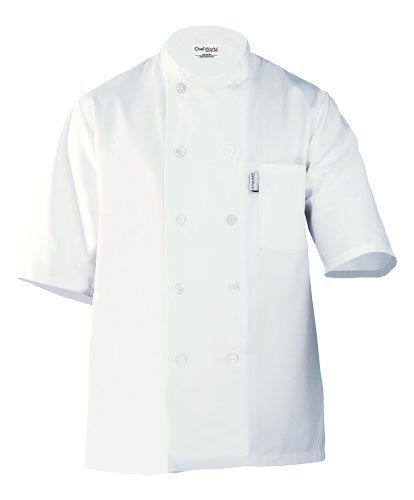 Chef Works PCSS Volnay Short Sleeve Basic Chef Coat, White, Small